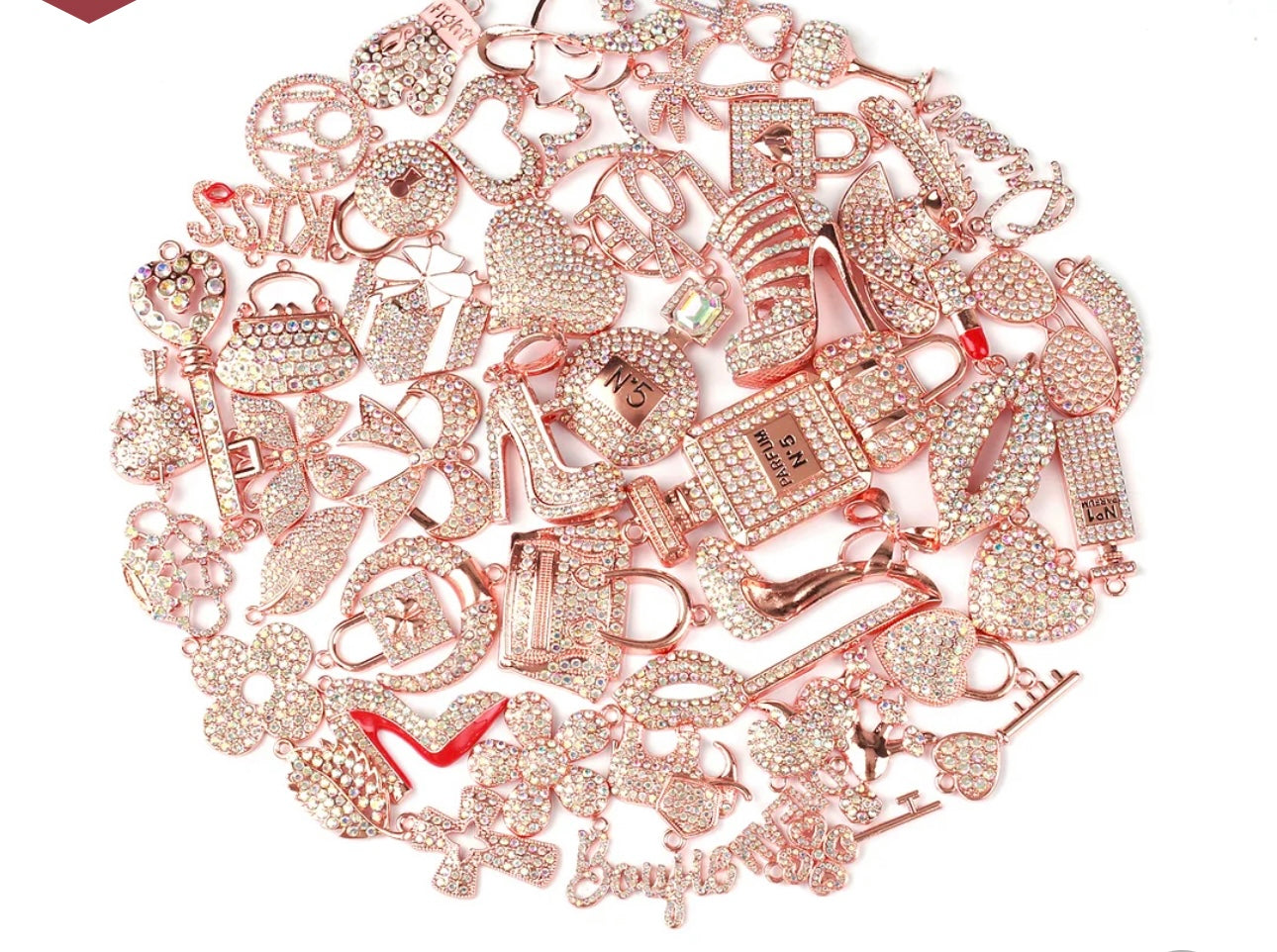 Solid Color Rose Gold Base Bling Charms