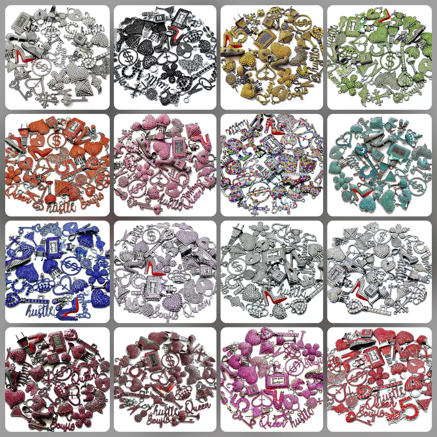 Solid Color Black Base Bling Charms