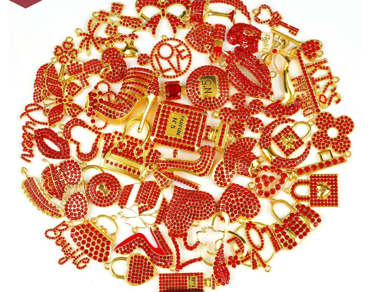 Solid Color Gold Base Bling Charms