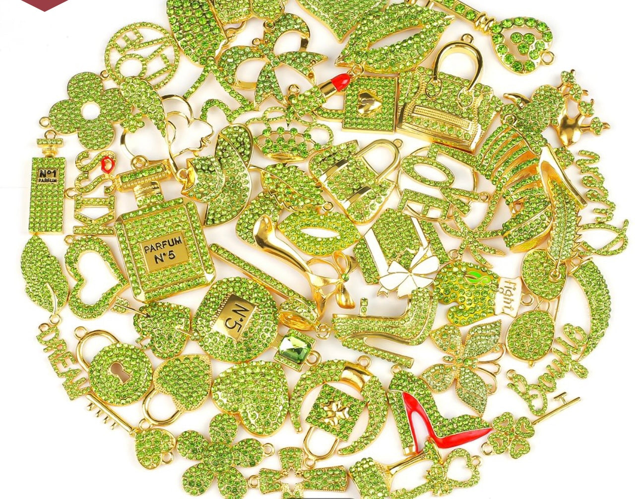 Solid Color Gold Base Bling Charms