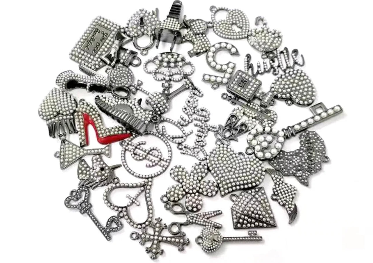 Solid Color Black Base Bling Charms