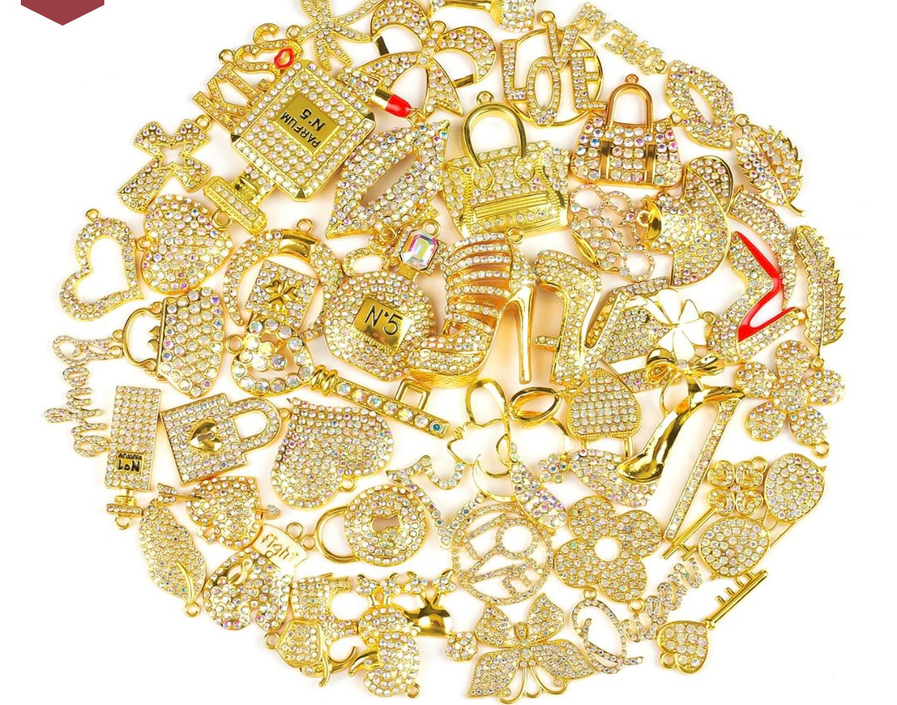 Solid Color Gold Base Bling Charms