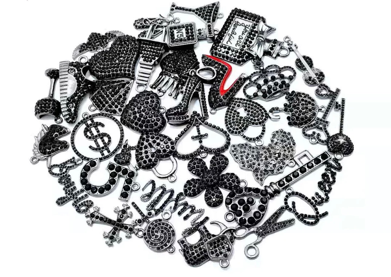 Solid Color Black Base Bling Charms