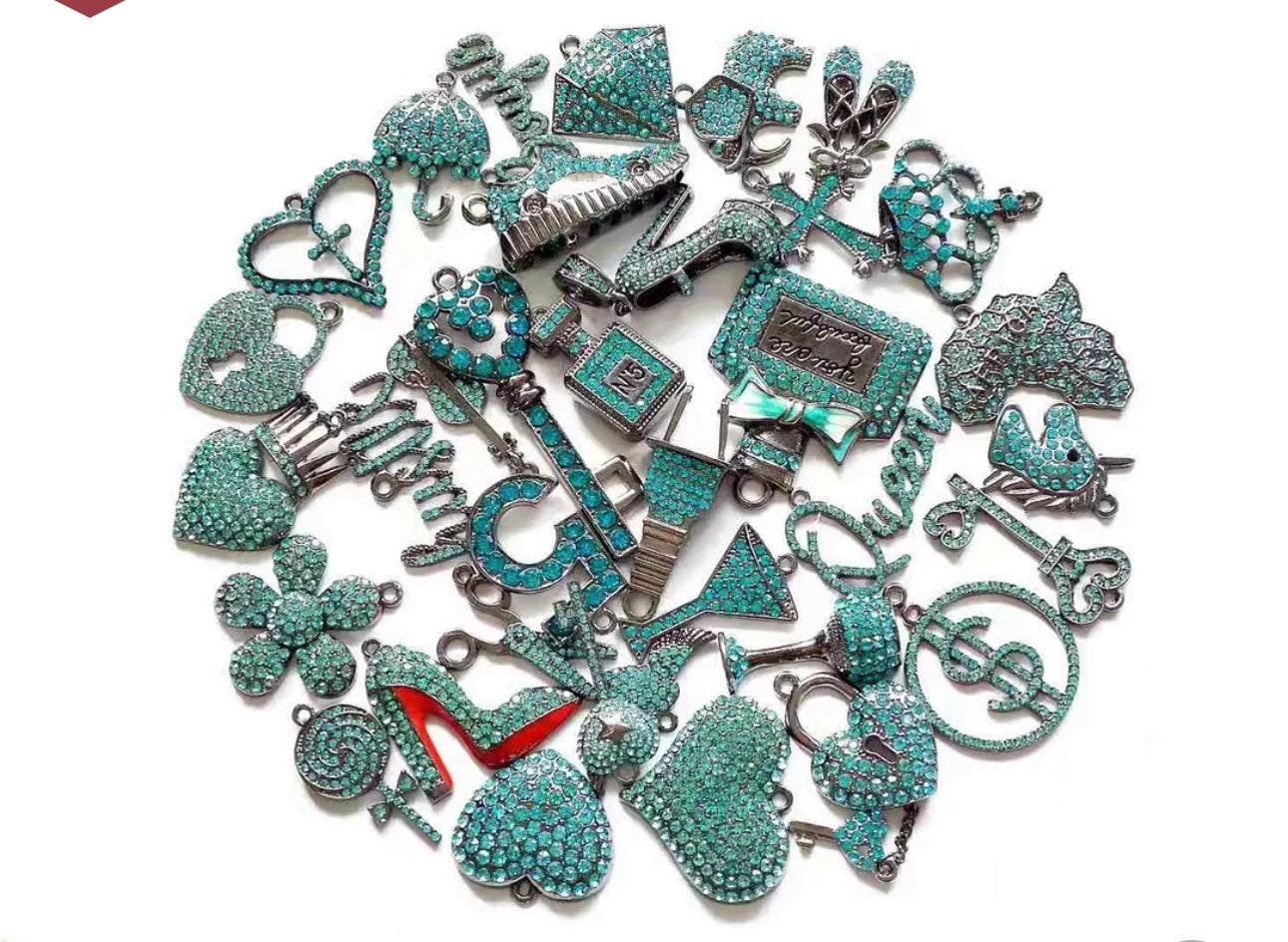 Solid Color Black Base Bling Charms