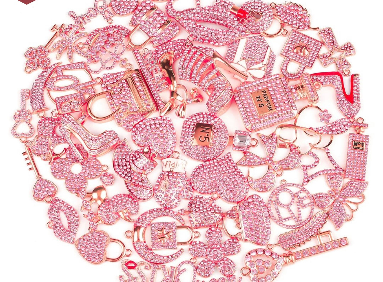 Solid Color Rose Gold Base Bling Charms