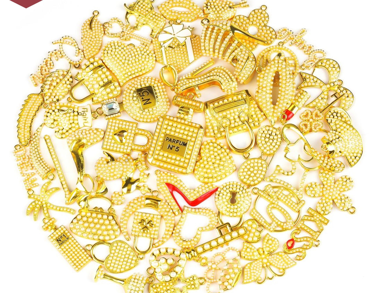 Solid Color Gold Base Bling Charms