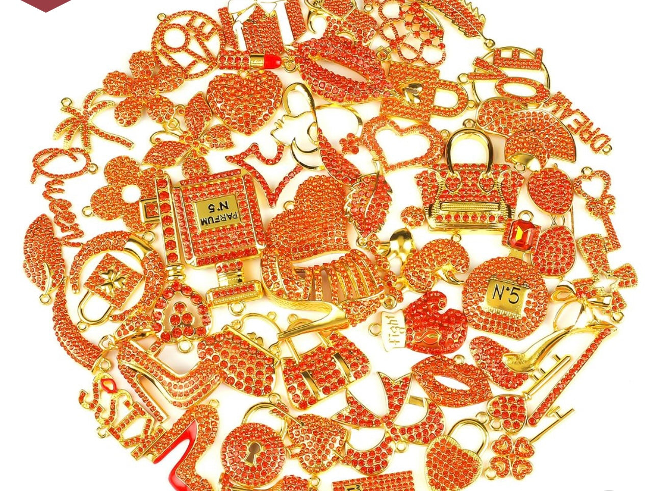 Solid Color Gold Base Bling Charms