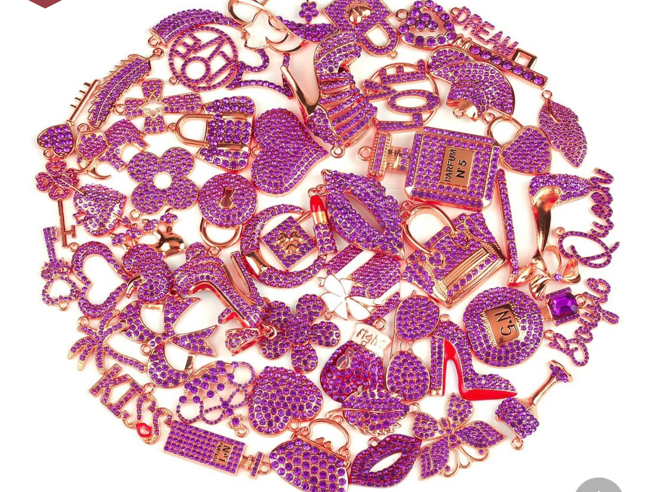 Solid Color Rose Gold Base Bling Charms