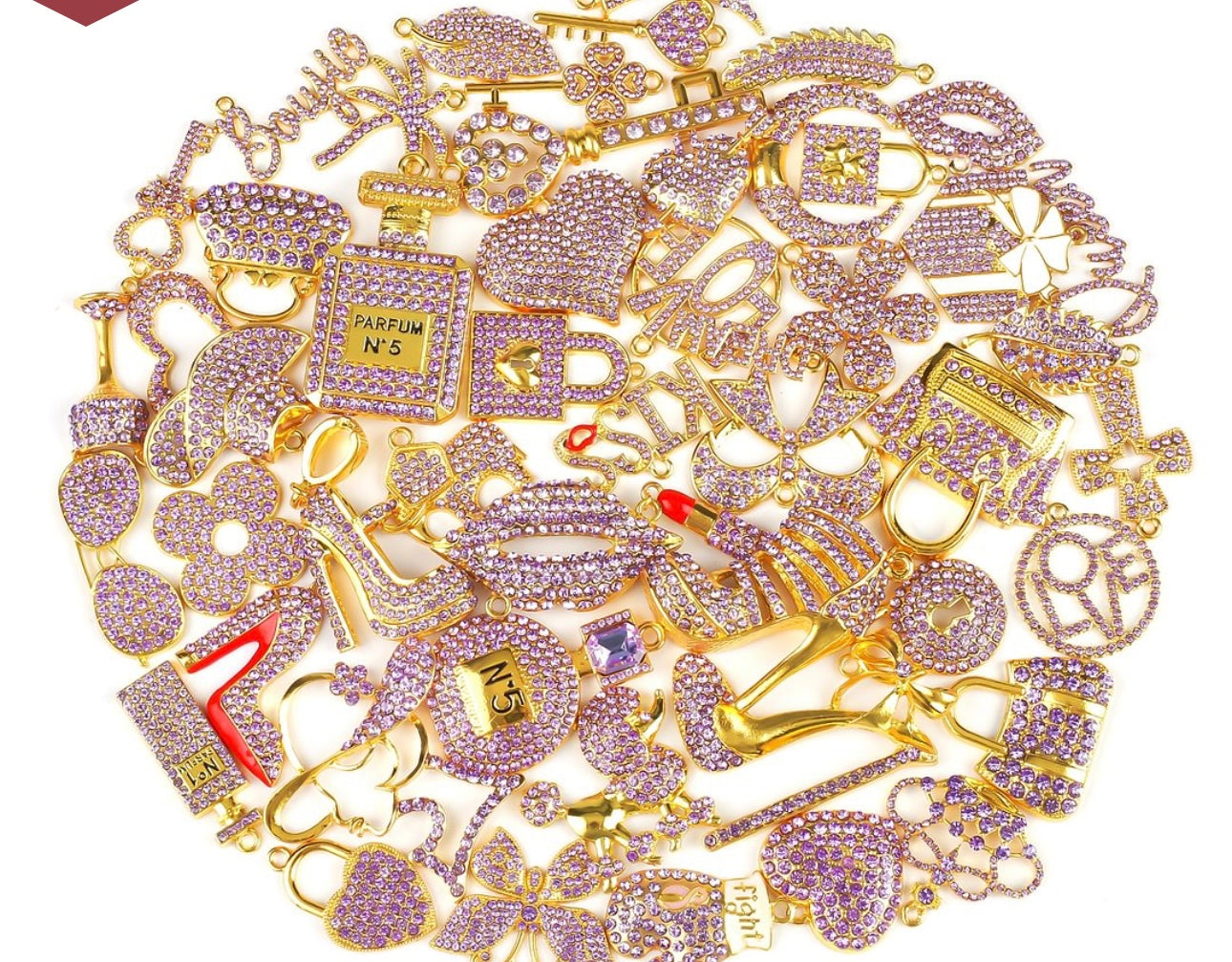 Solid Color Gold Base Bling Charms