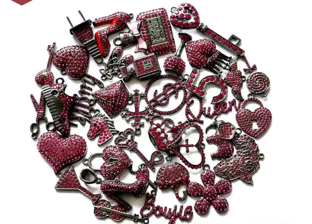 Solid Color Black Base Bling Charms