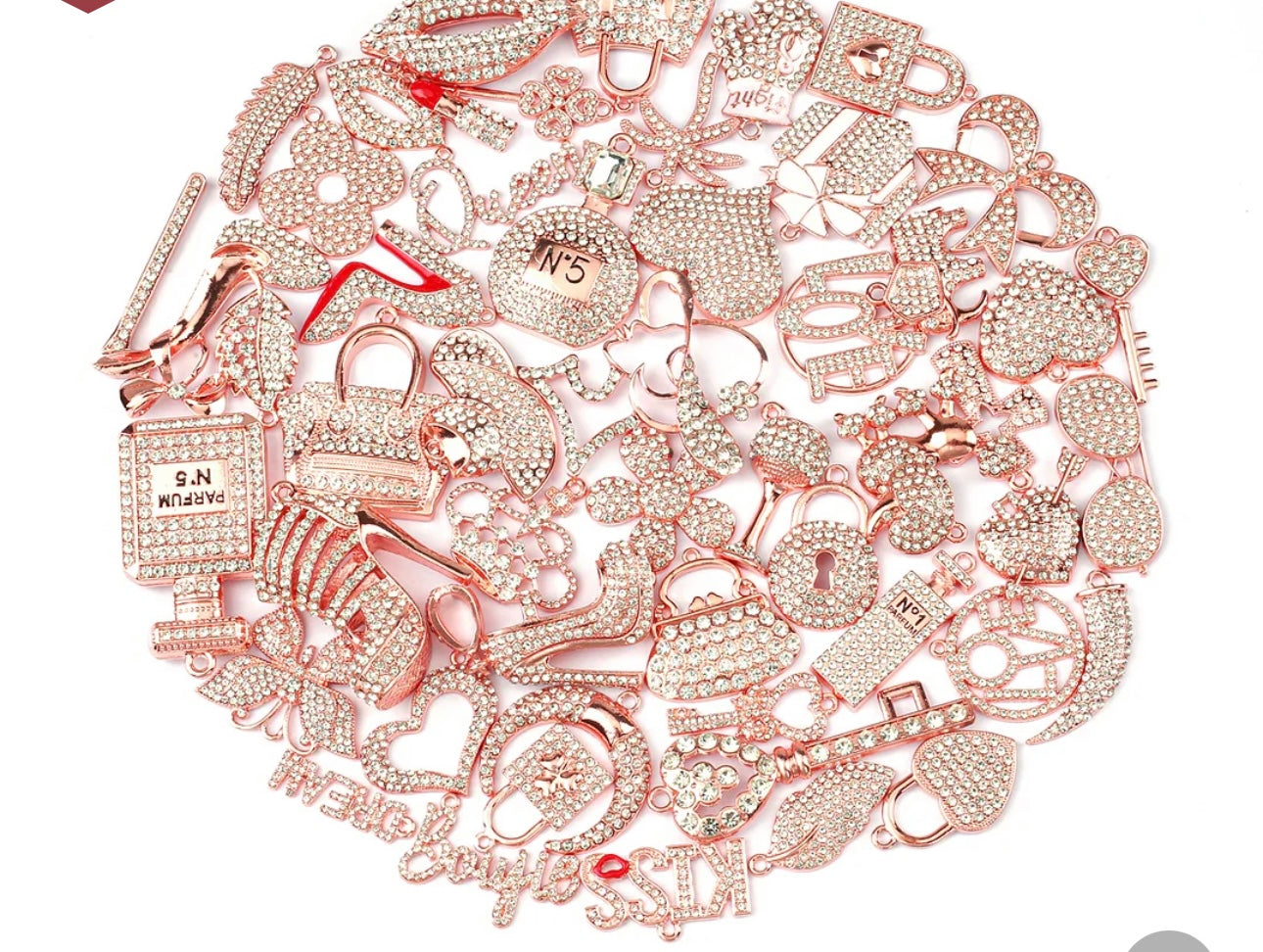 Solid Color Rose Gold Base Bling Charms
