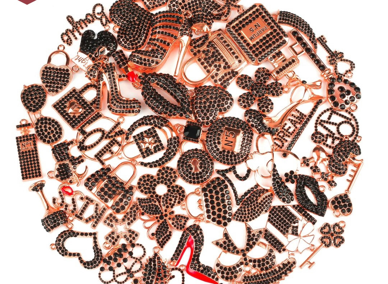 Solid Color Rose Gold Base Bling Charms