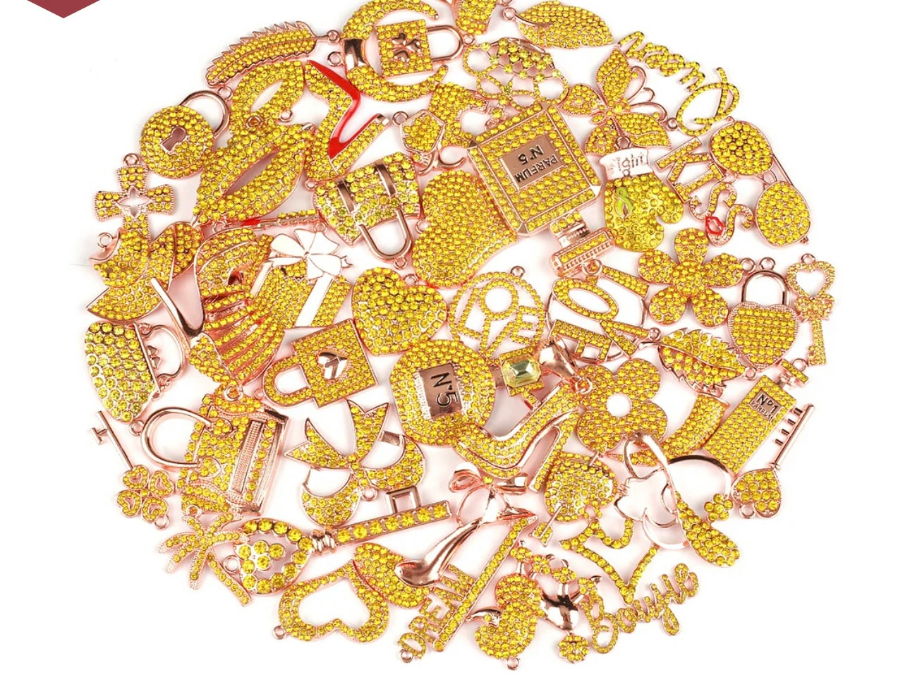 Solid Color Rose Gold Base Bling Charms
