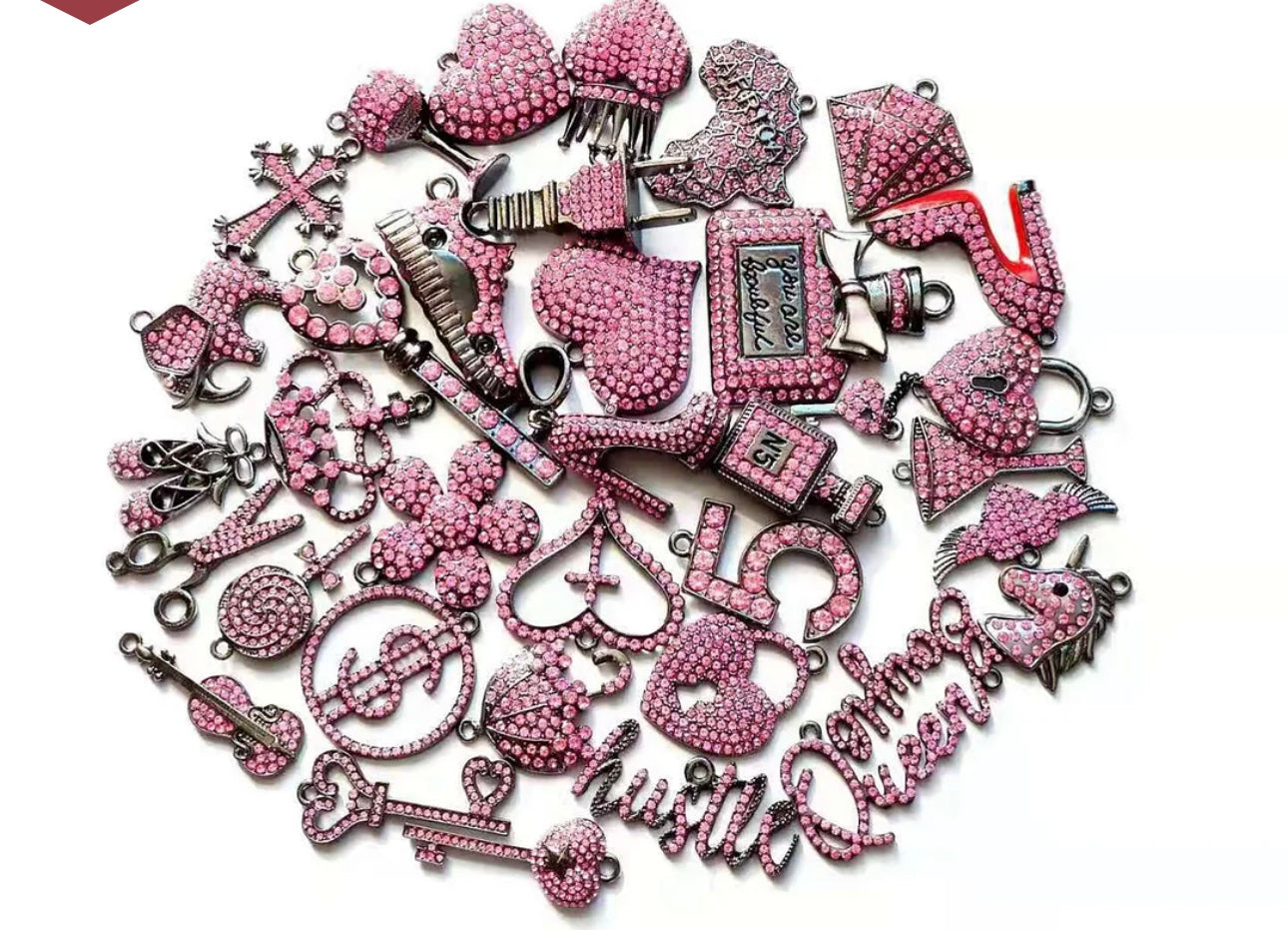 Solid Color Black Base Bling Charms