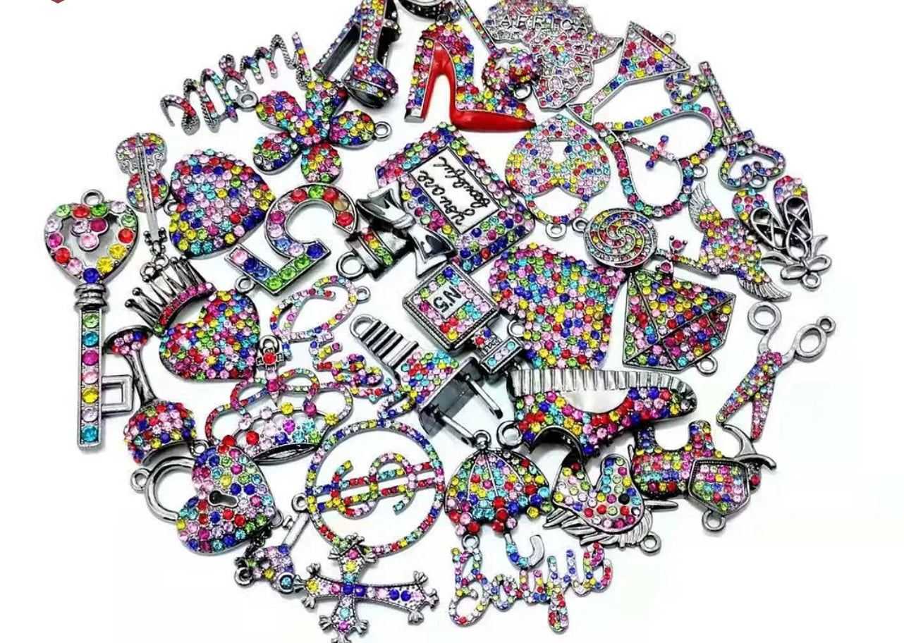 Solid Color Black Base Bling Charms
