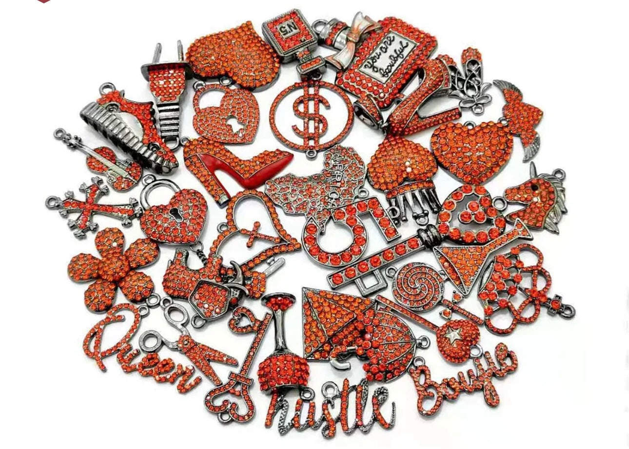 Solid Color Black Base Bling Charms