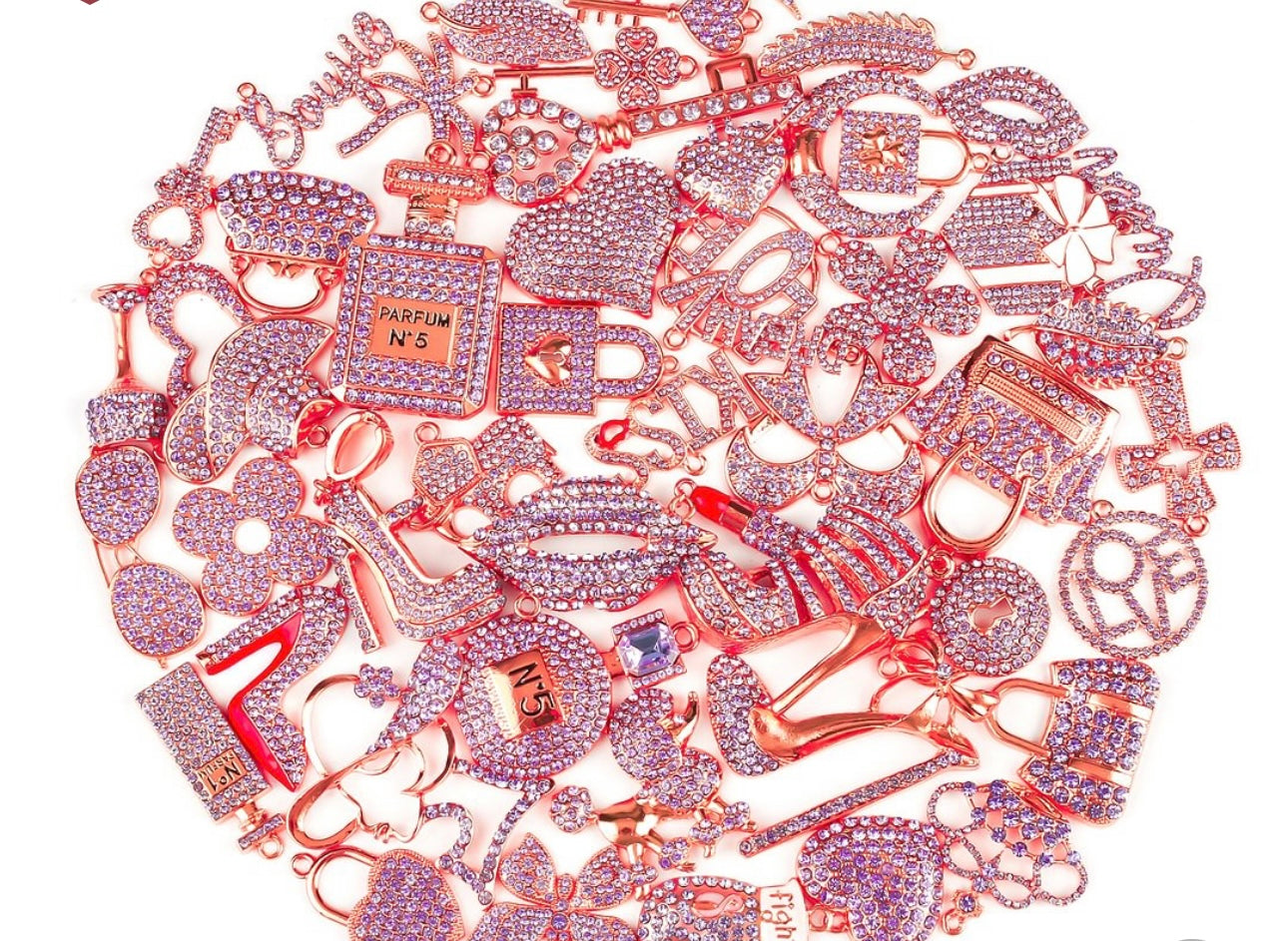 Solid Color Rose Gold Base Bling Charms