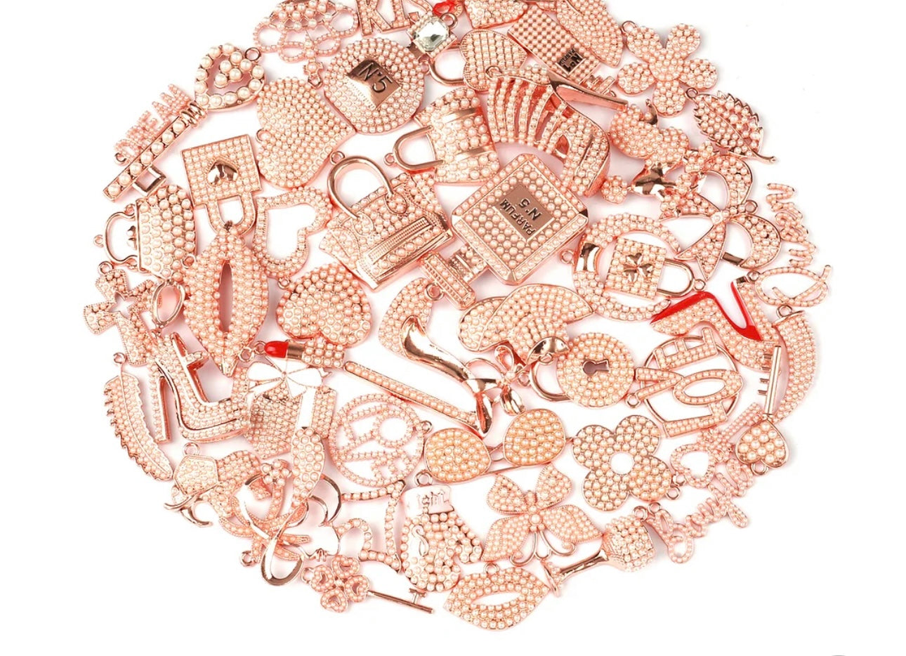 Solid Color Rose Gold Base Bling Charms