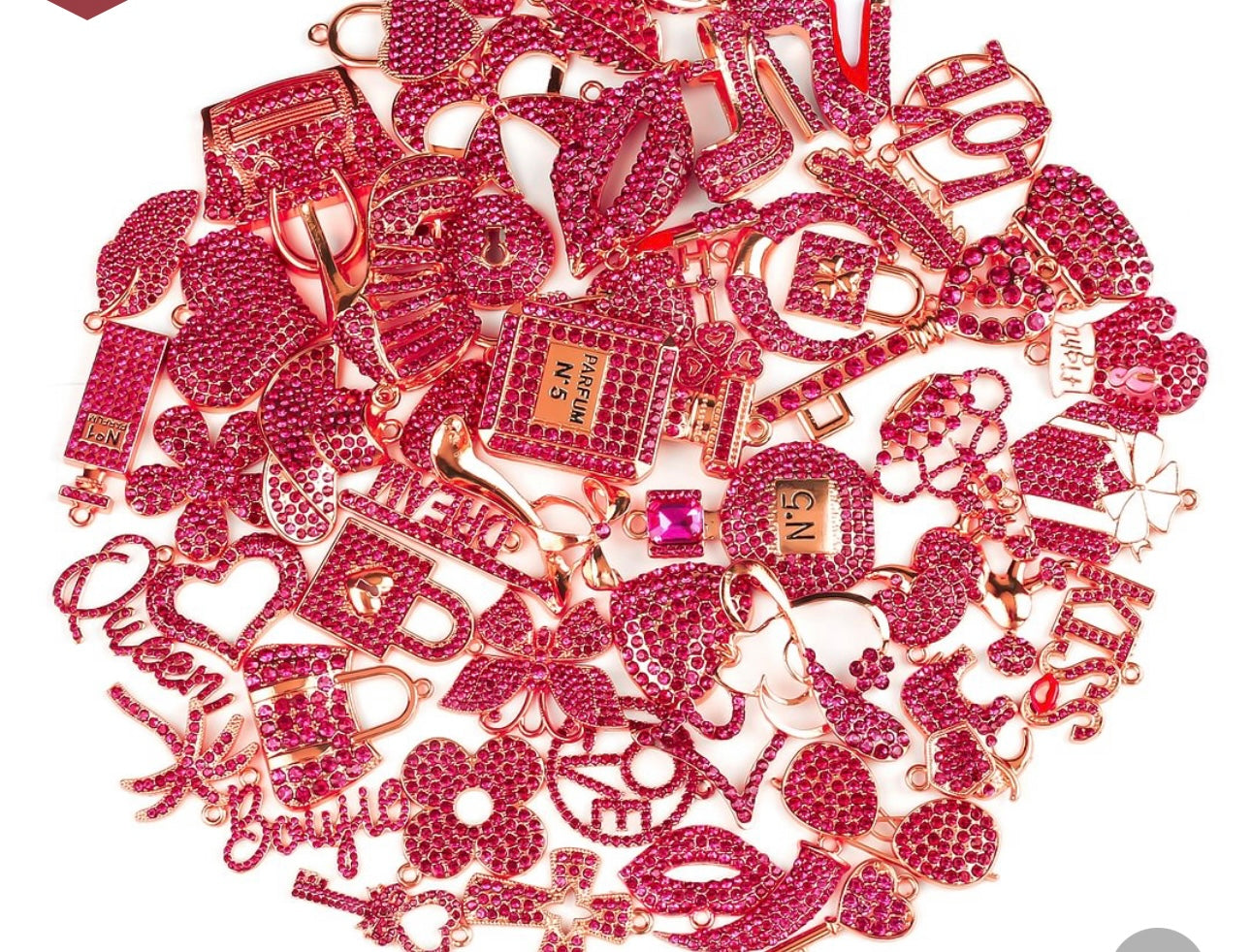 Solid Color Rose Gold Base Bling Charms