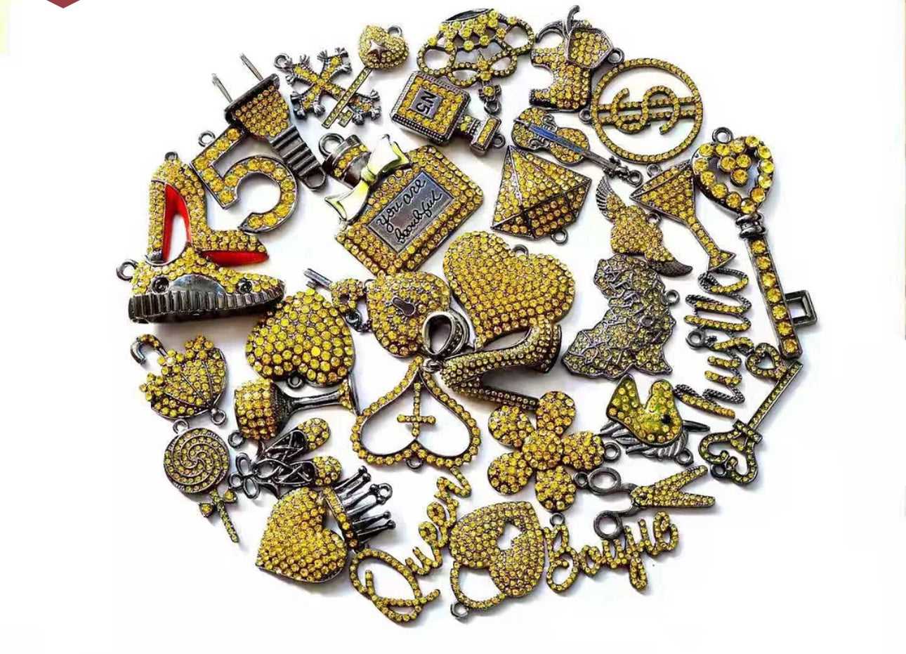 Solid Color Black Base Bling Charms