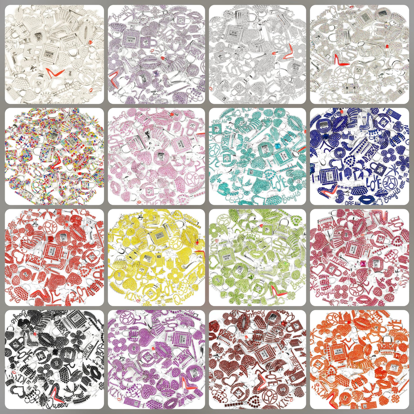 Solid Color Silver Base Bling Charms