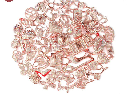 Solid Color Rose Gold Base Bling Charms