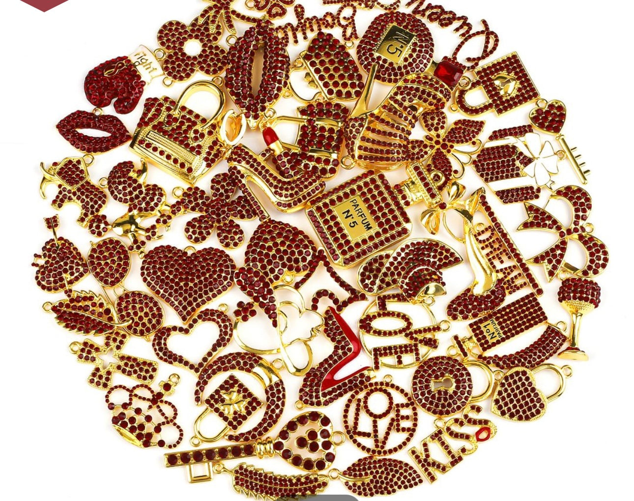 Solid Color Gold Base Bling Charms