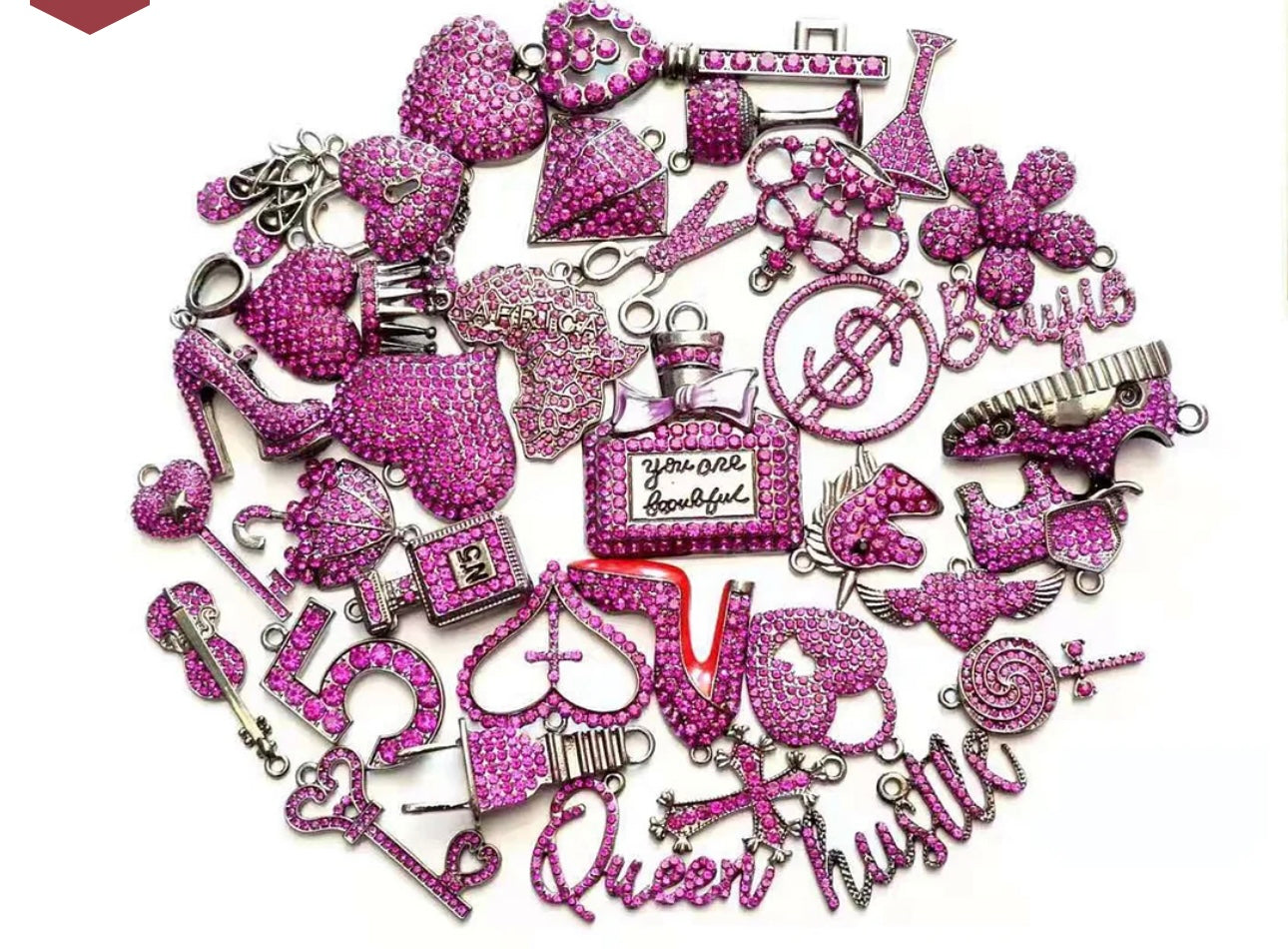 Solid Color Black Base Bling Charms