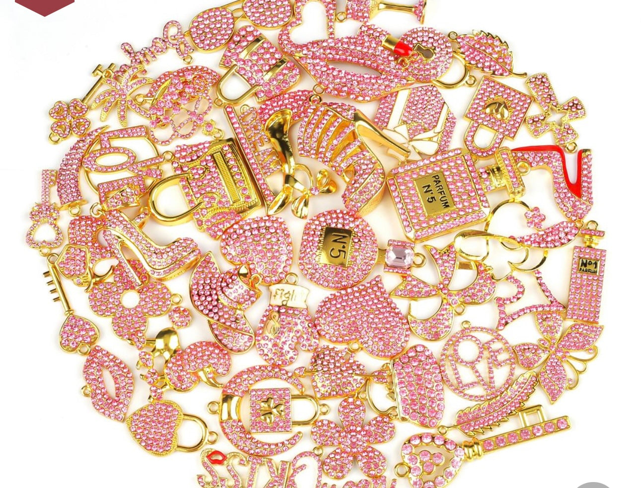 Solid Color Gold Base Bling Charms