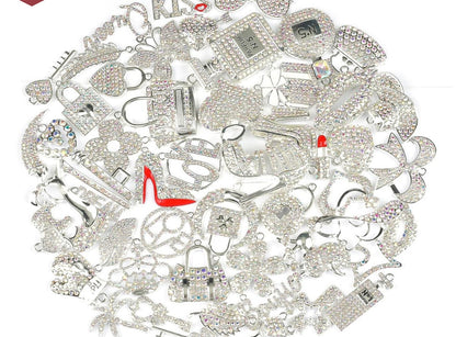 Solid Color Silver Base Bling Charms