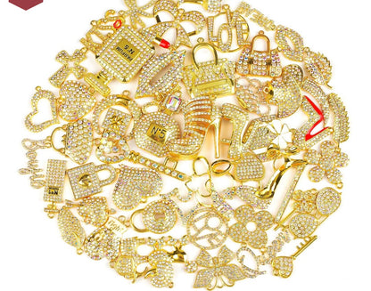 Solid Color Gold Base Bling Charms