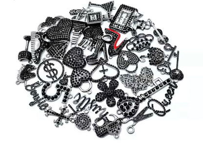 Solid Color Black Base Bling Charms