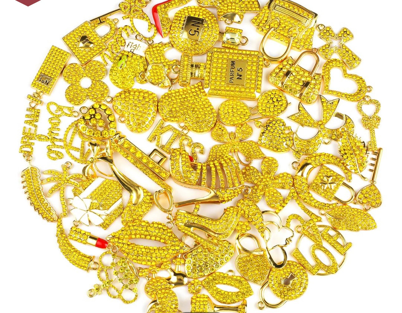 Solid Color Gold Base Bling Charms