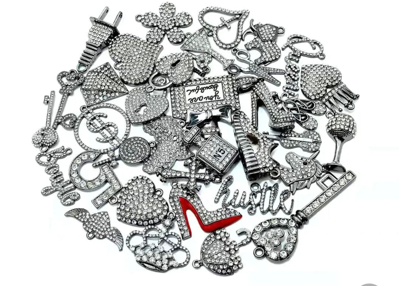 Solid Color Black Base Bling Charms