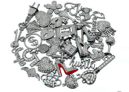 Solid Color Black Base Bling Charms
