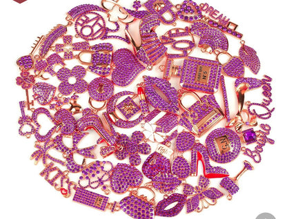 Solid Color Rose Gold Base Bling Charms