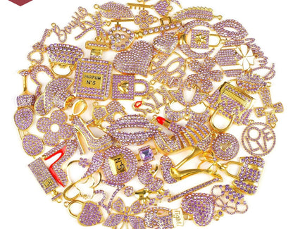 Solid Color Gold Base Bling Charms