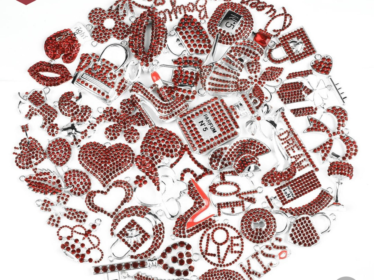 Solid Color Silver Base Bling Charms