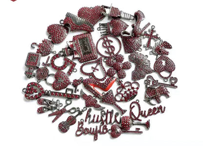 Solid Color Black Base Bling Charms