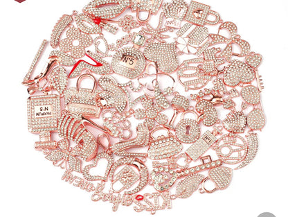 Solid Color Rose Gold Base Bling Charms