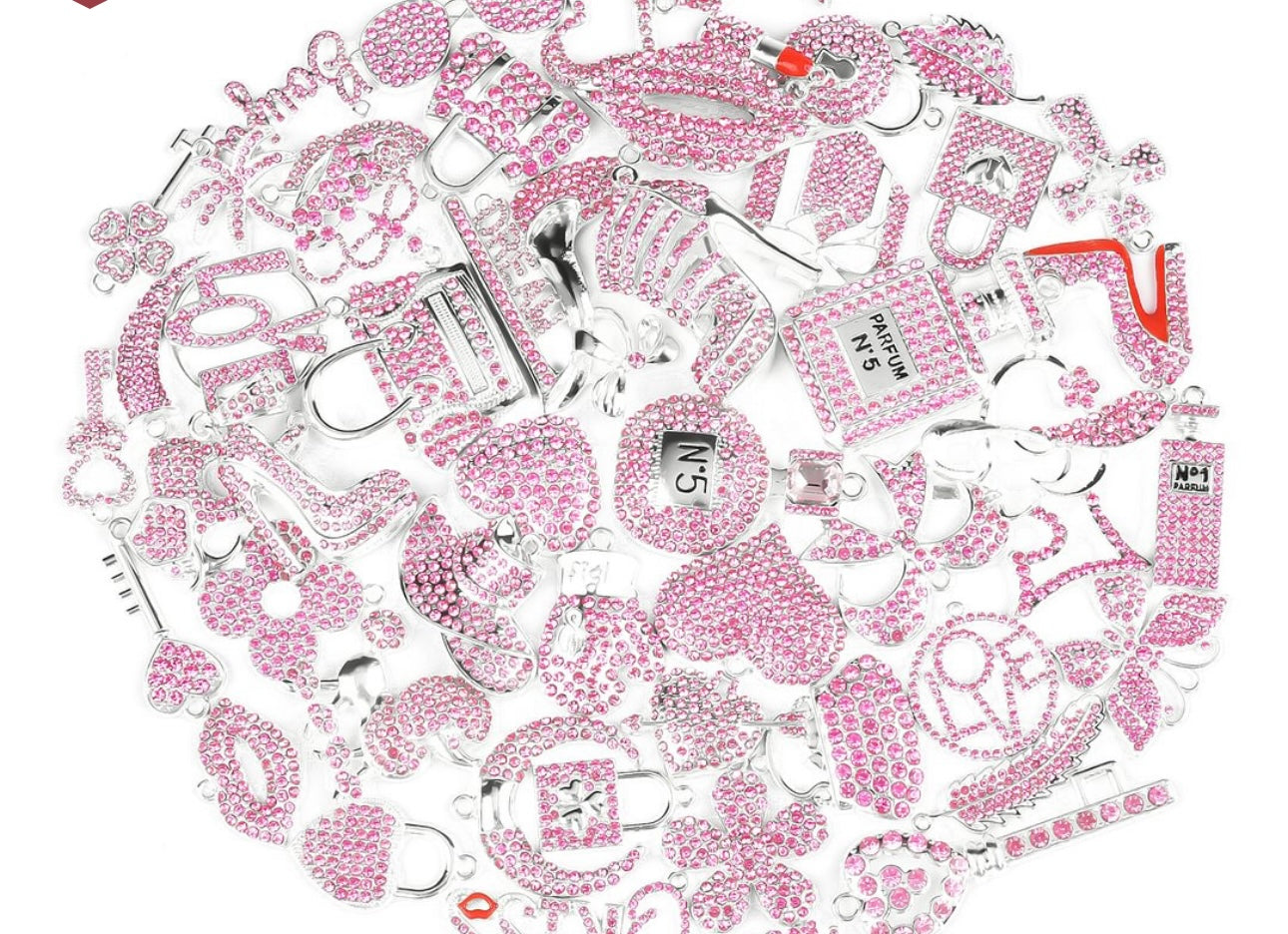 Solid Color Silver Base Bling Charms
