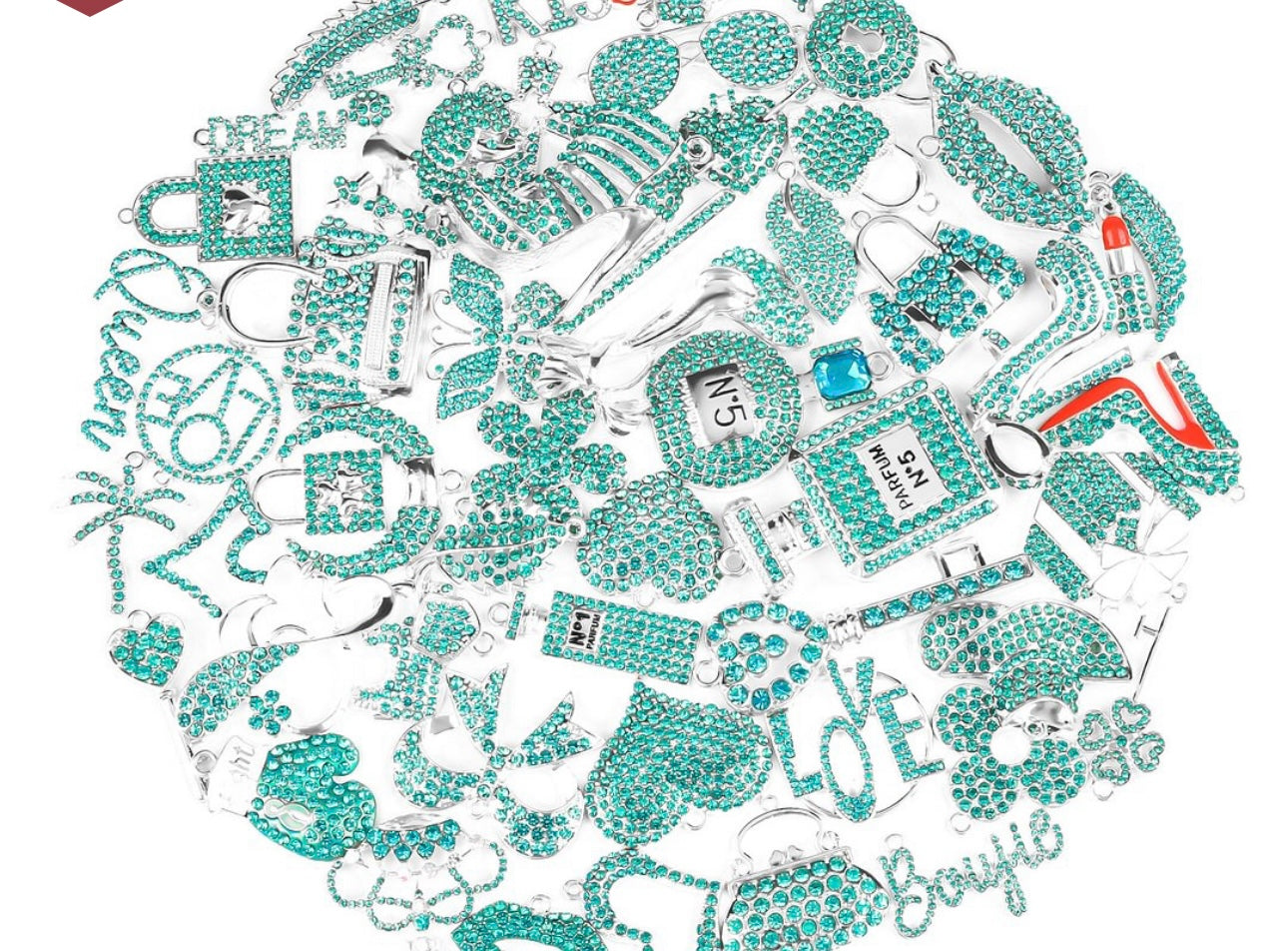Solid Color Silver Base Bling Charms