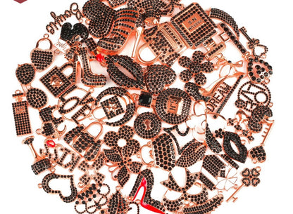 Solid Color Rose Gold Base Bling Charms