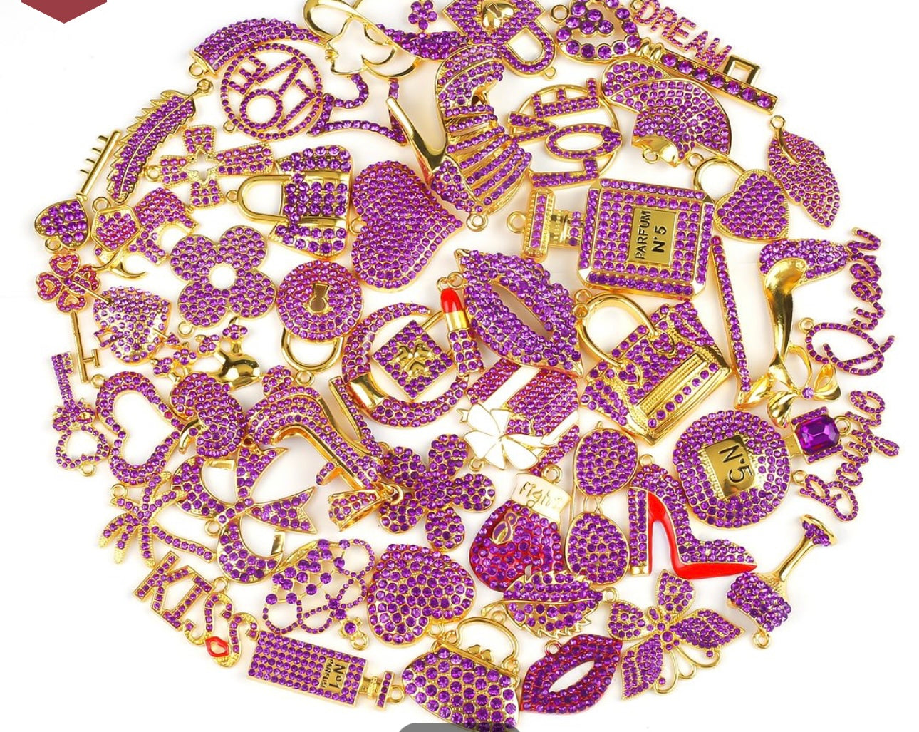 Solid Color Gold Base Bling Charms