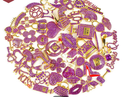 Solid Color Gold Base Bling Charms