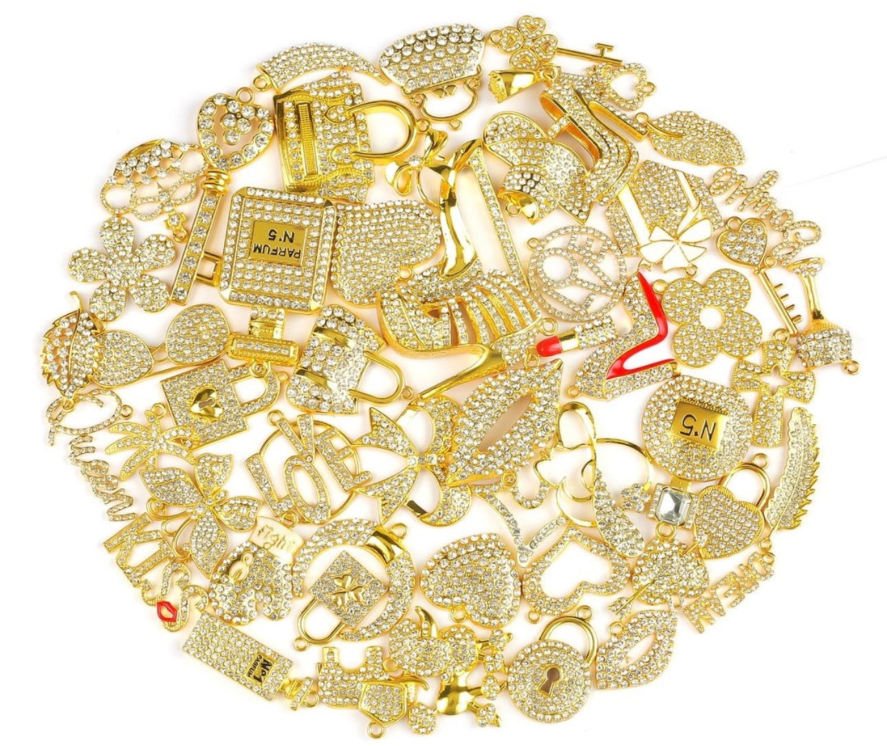 Solid Color Gold Base Bling Charms