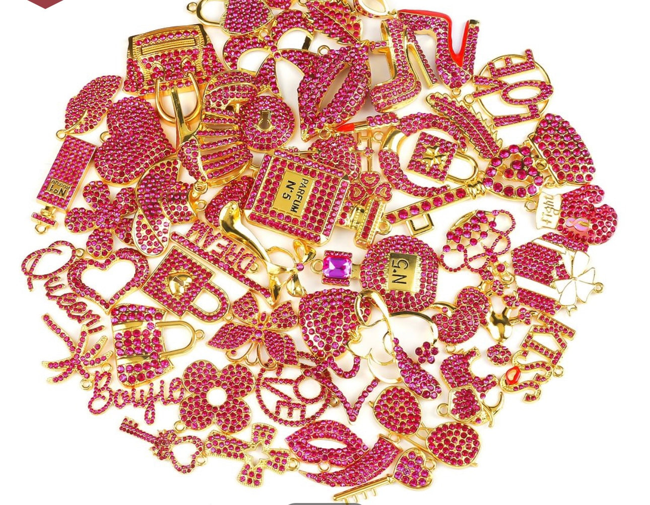 Solid Color Gold Base Bling Charms
