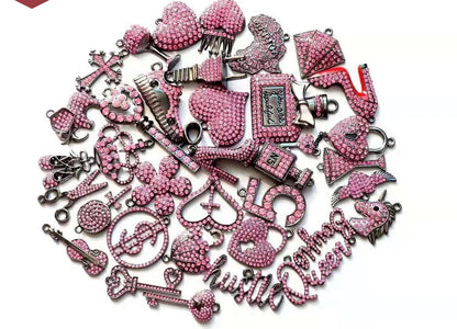 Solid Color Black Base Bling Charms