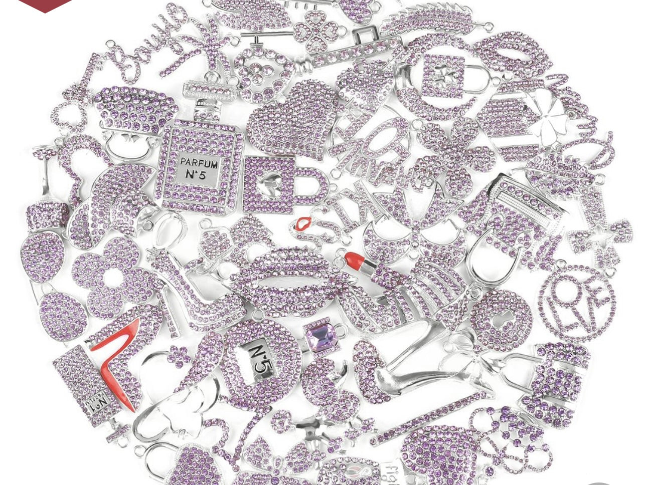 Solid Color Silver Base Bling Charms