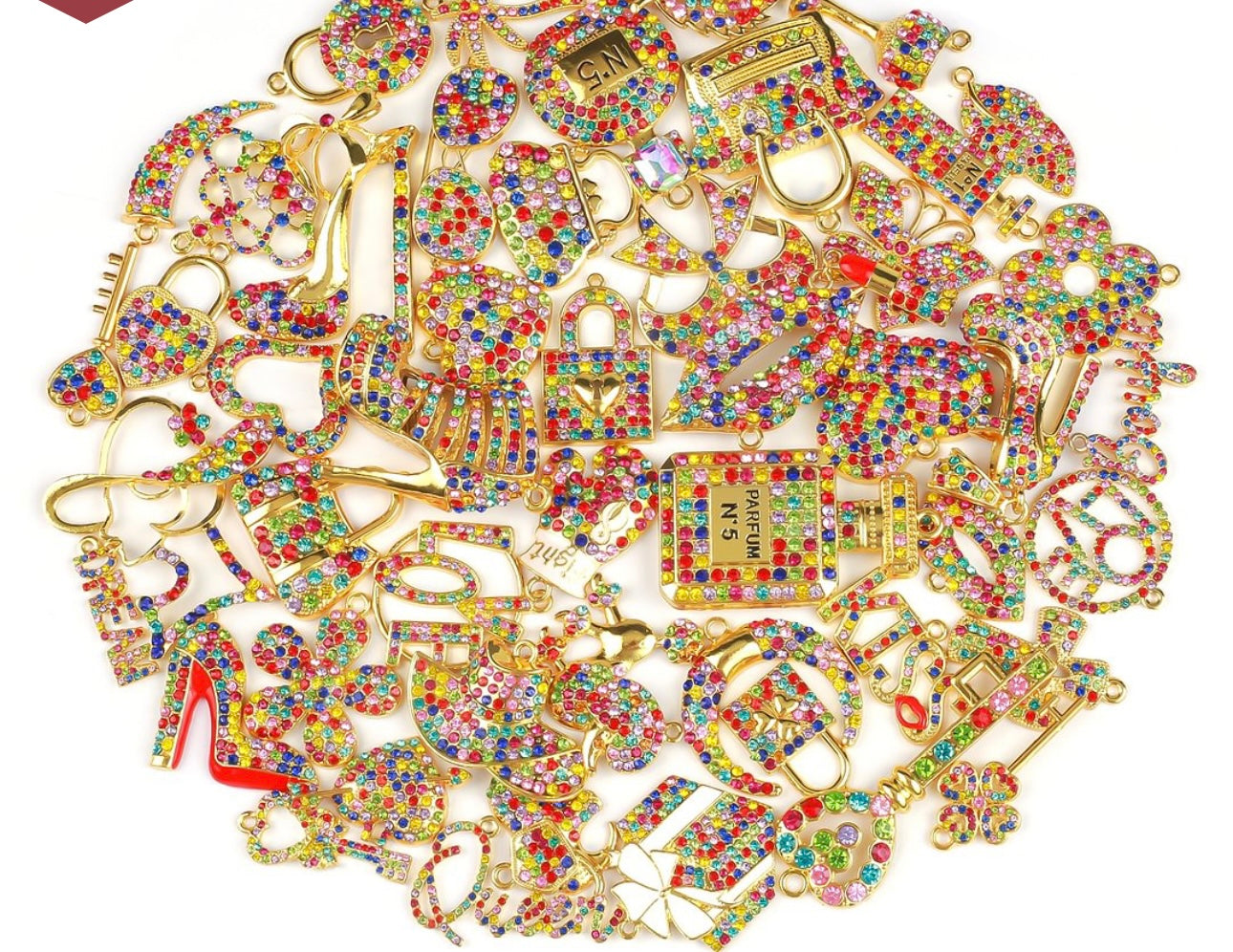 Solid Color Gold Base Bling Charms